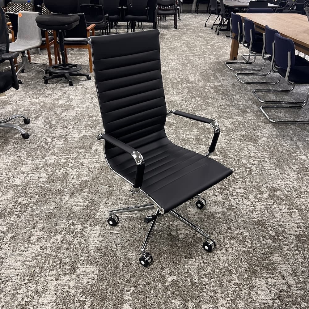 black vinyl high back with chrome base conference chair, used office furniture