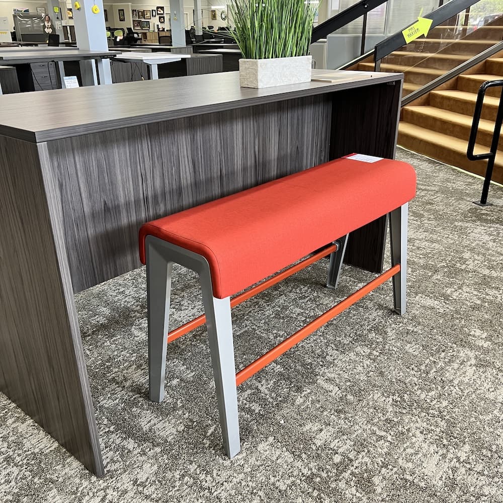 orange and grey steelcase b free beam bench commercial seating industrial used office furniture