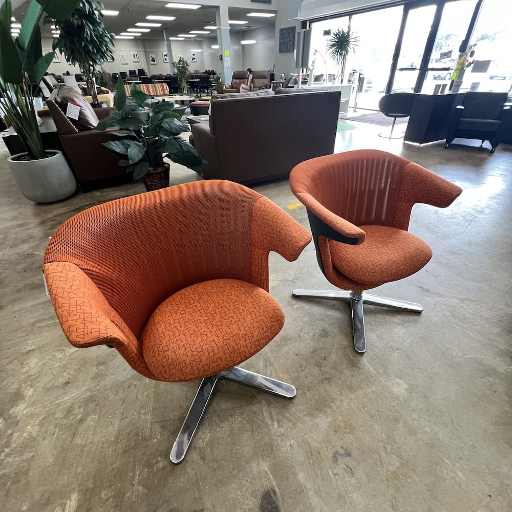 orange upholstery i2i swivel chair, steelcase, used office furniture