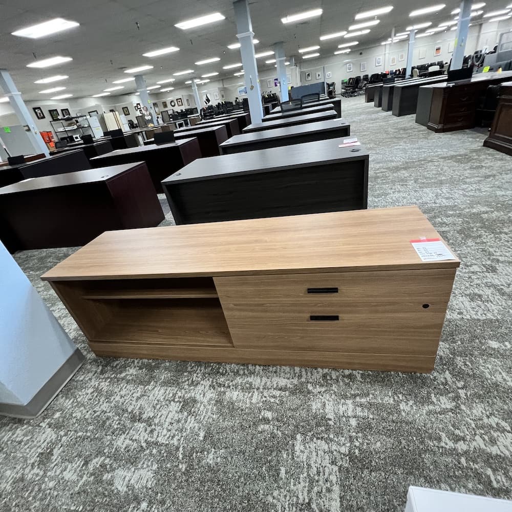walnut laminate credenza with box file lateral file, used office furniture console