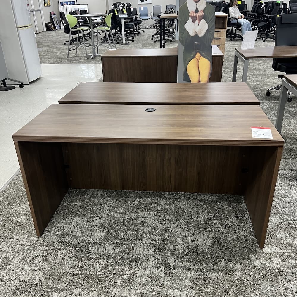 walnut laminate credenza with fluted shell, used office furniture