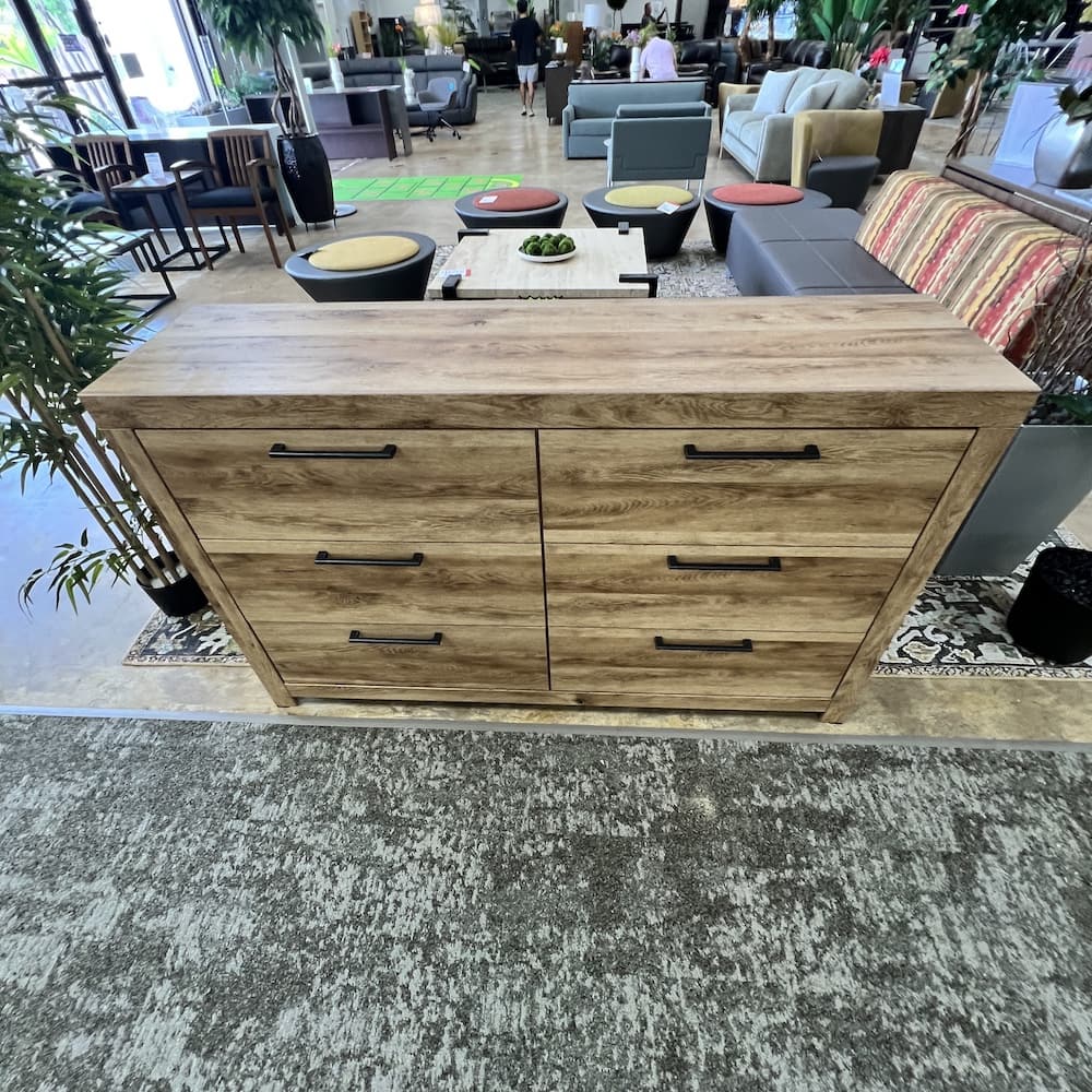 walnut mdf 6 drawer dresser, open box scratch n dent furniture home goods