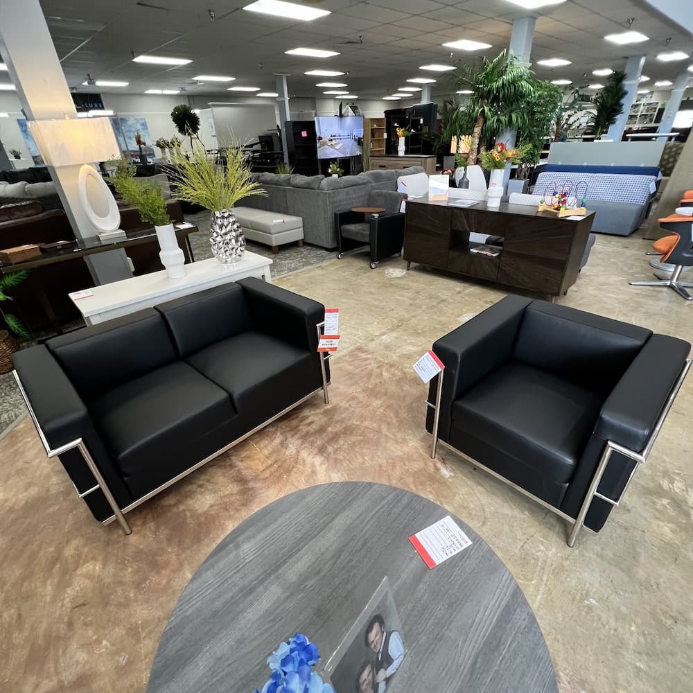 LC3 le Corbusier replica style sofa couch, chair, set, vinyl, commercial seating, reception lounge, office furniture
