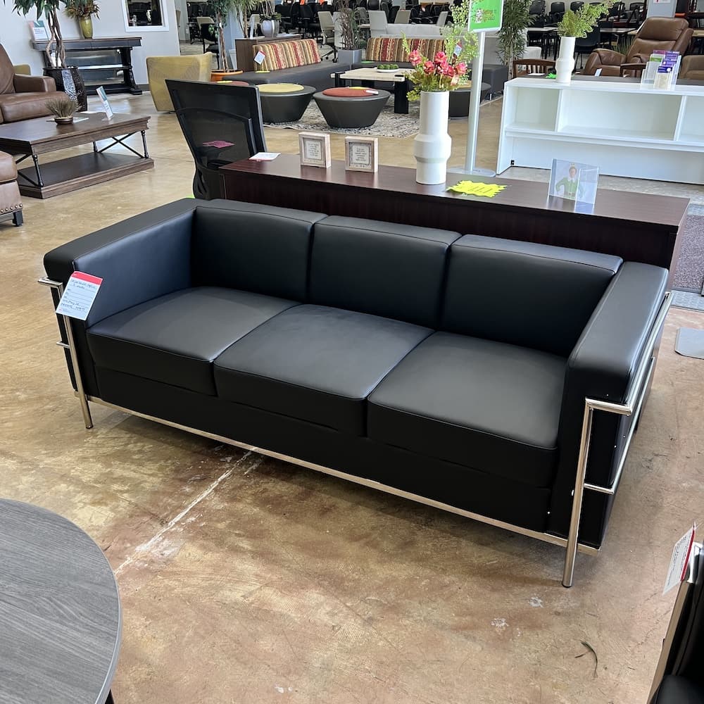 LC3 le Corbusier replica style sofa couch, vinyl, commercial seating, reception lounge, office furniture