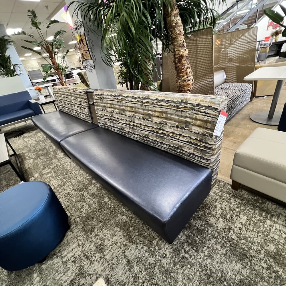 blue commercial seating bench restaurant wall booth cafeteria, used furniture office school, hotel