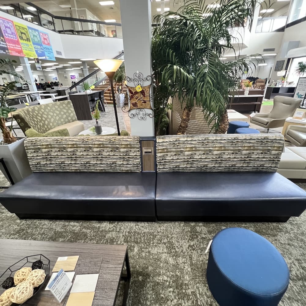 blue commercial seating bench restaurant wall booth cafeteria, used furniture office school
