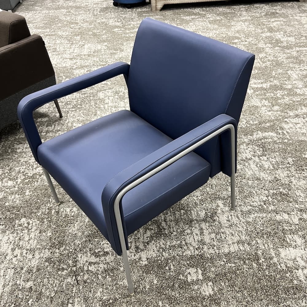 OFS Carolina blue vinyl reception chair, used office chair, healthcare