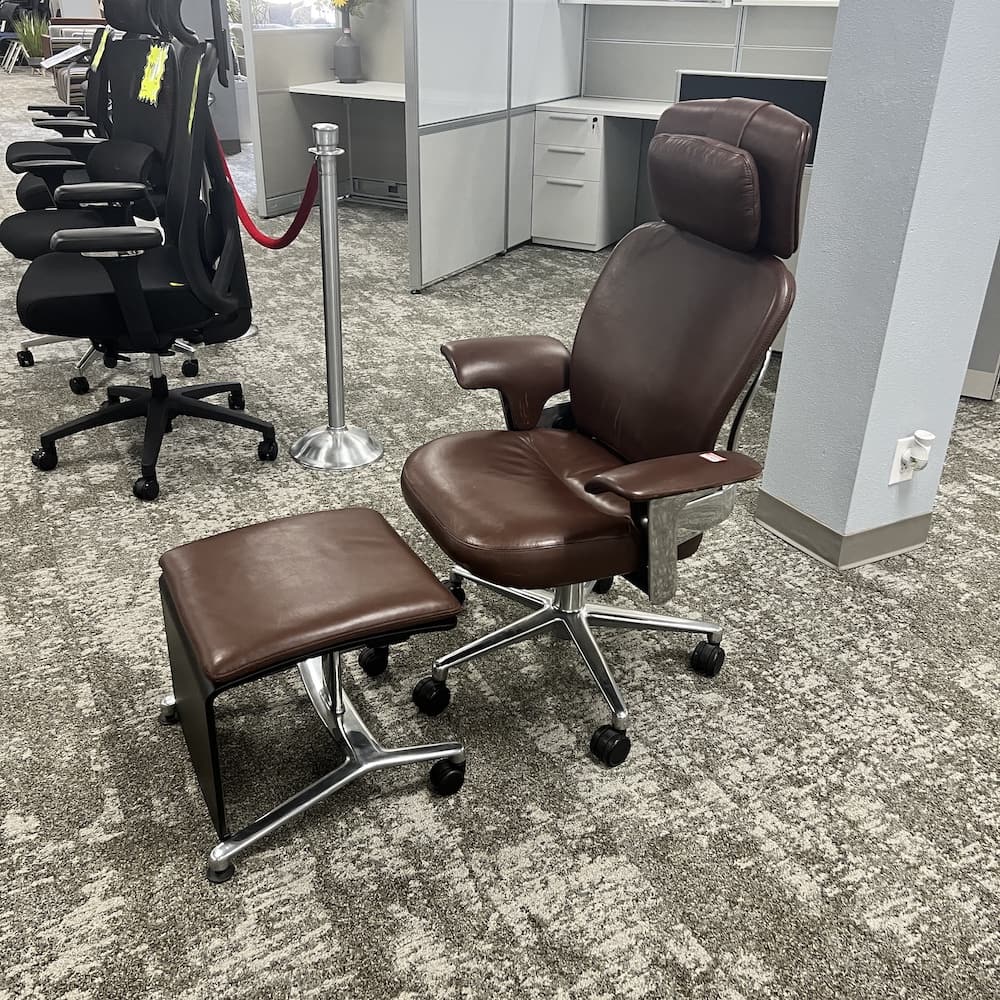 Leap WorkLounge Steelcase brown leather office executive chair, used office furniture