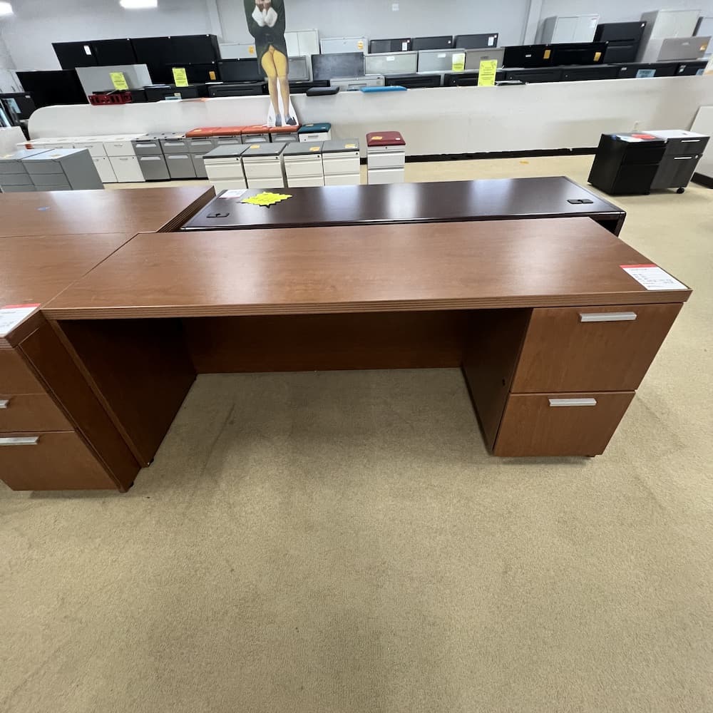 cherry laminate fluted edge desk credenza, steelcase, file file, used office furniture