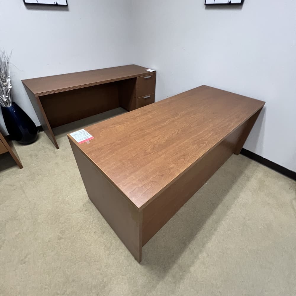 cherry laminate desk credenza, Steelcase, used office furniture