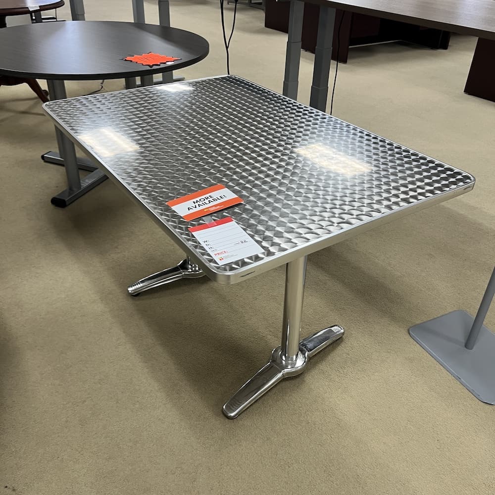 chrome silver restaurant table rectangle cafe, used furniture