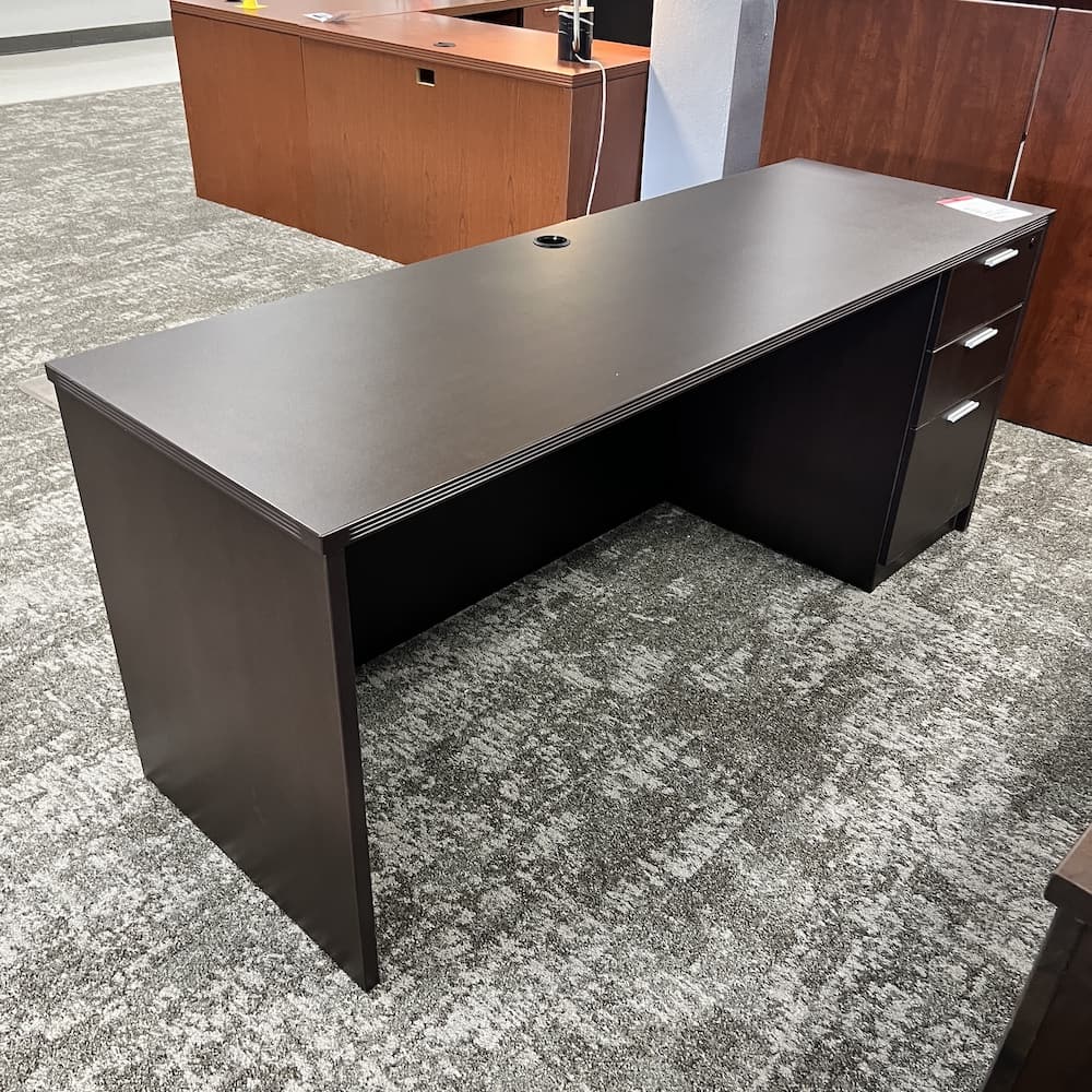 espresso laminate credenza desk with box box file, used office furniture