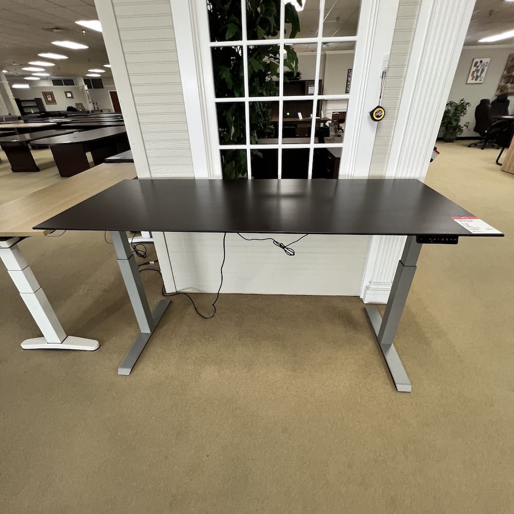 espresso laminate top with grey amq base, used office furniture