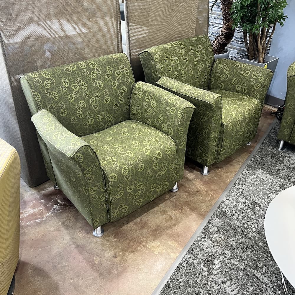 green upholstered steelcase chairs turnstone Jenny used office furniture reception seating