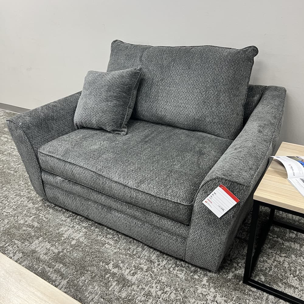 chair and a half, Moore east brook, grey upholstery, scratch n dent home furniture