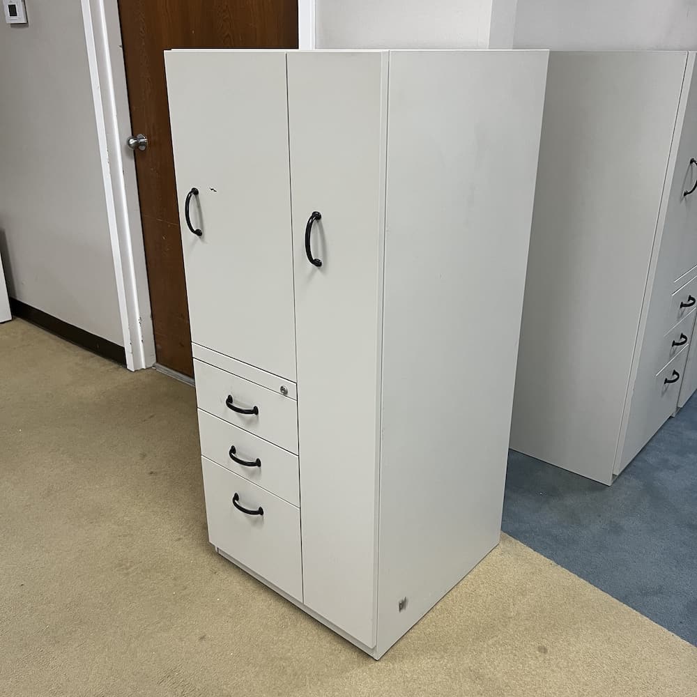 beige grey metal wardrobe storage cabinet file, steelcase, used office furniture