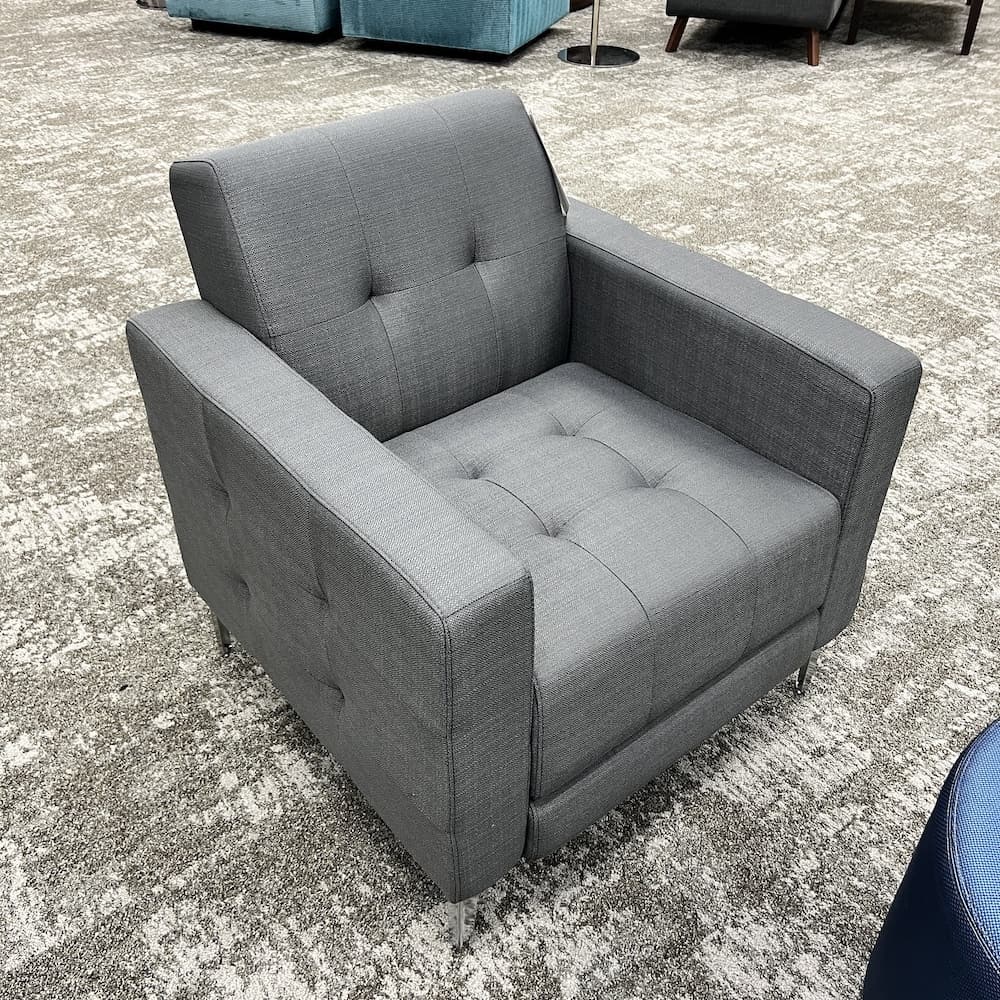 grey upholstered hagen club chair n9ne furniture, new open box lounge furniture seating
