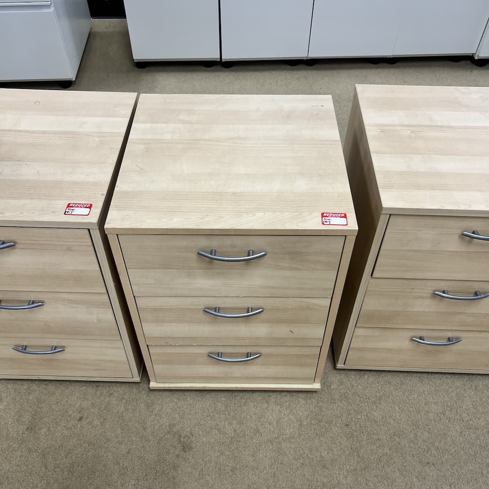 16" W x 23" H Ikea Goliat Oak Rolling 3 Drawer Storage Unit
