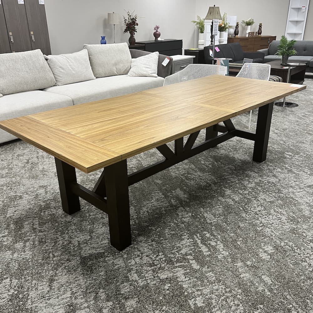 8.5 Ft x 42" Oak Veneer Rectangle Dining Table with Wood Legs