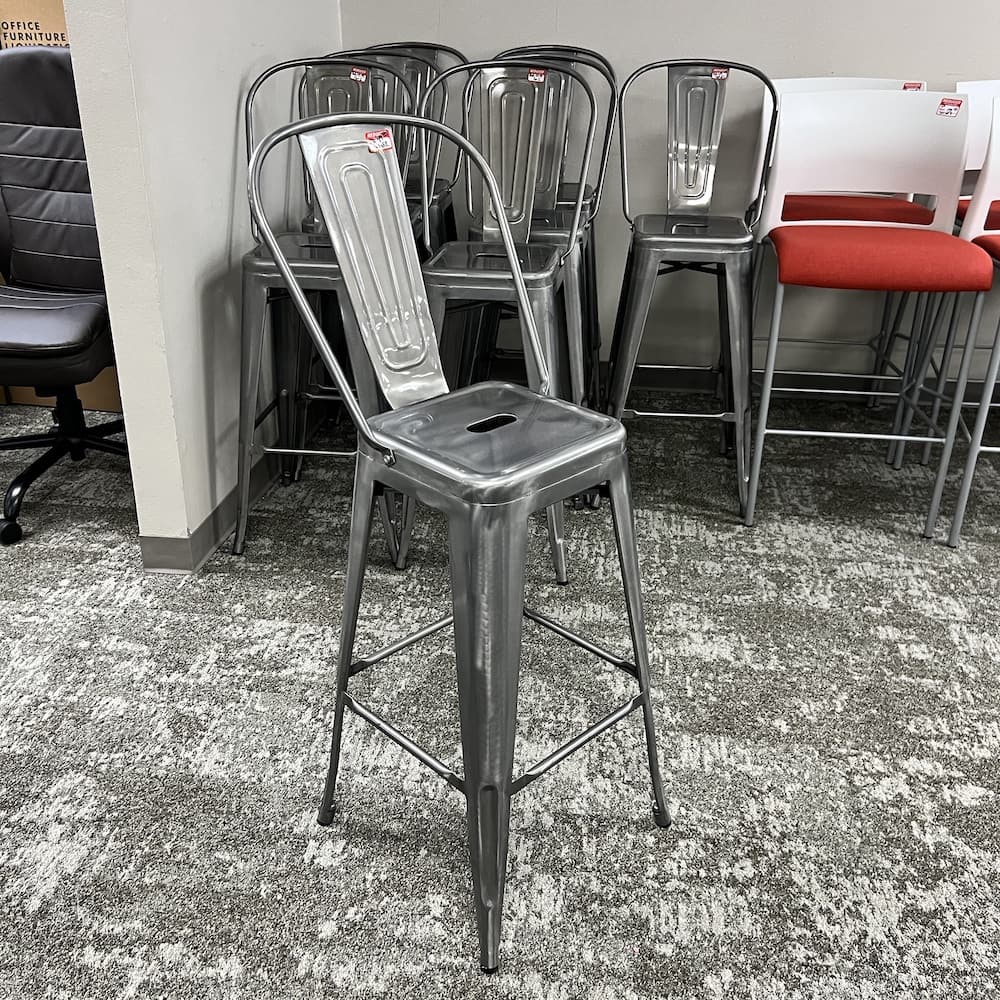 tolix style bar stools, metal restaurant style used furniture seating