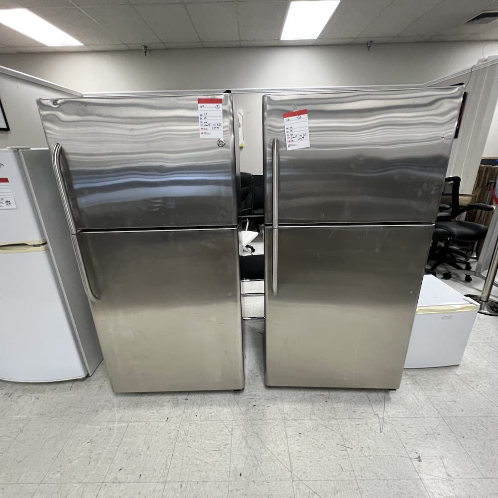 stainless steel refrigerator freezer top, used appliances, GE