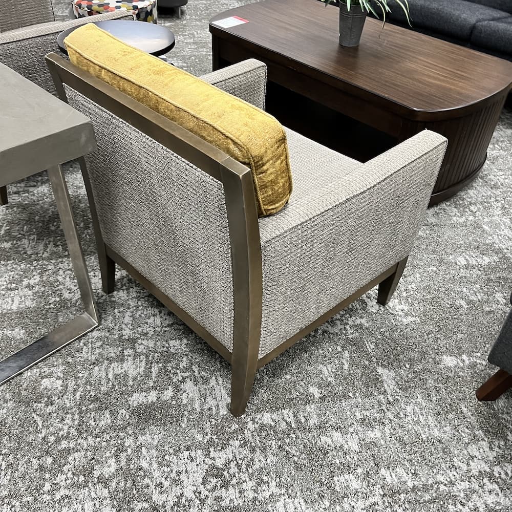 taupe upholstery and yellow back club chair, commercial, hotel furniture, used office furniture