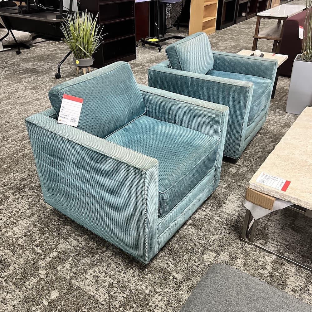 teal upholstered lounge chairs set of 2, club used reception seating