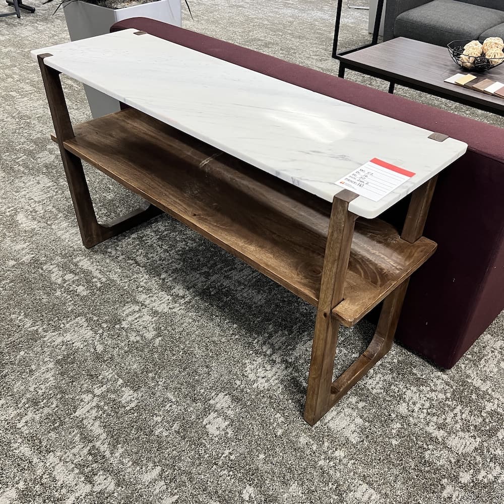 52" x 16" White Stone Credenza Console Table