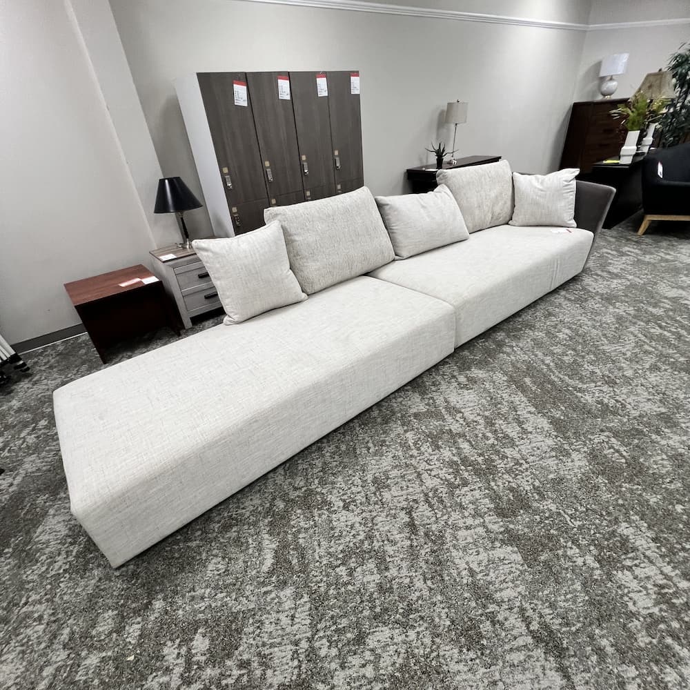 14.5 Ft x 4 Ft Saniharto Light Grey and Light Purple Chaise Sectional