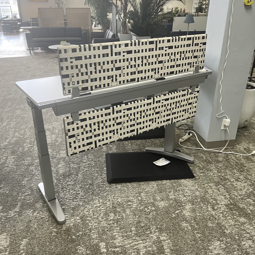 white laminate height adjustable desk steelcase ology 120 degree l-desk corner used office furniture