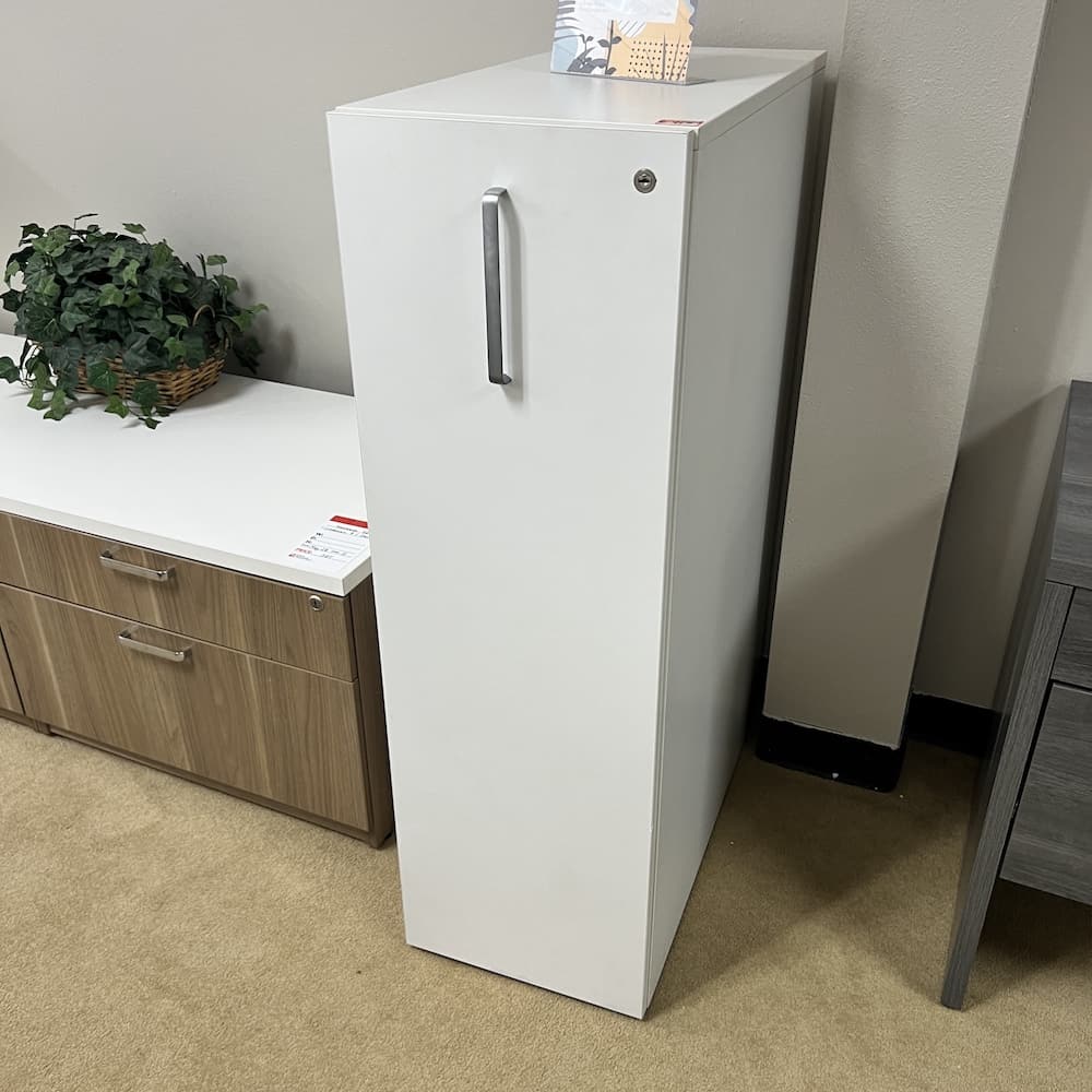 Set - Steelcase White Laminate Credenza Console with Pull out Storage Cabinets - Image 3