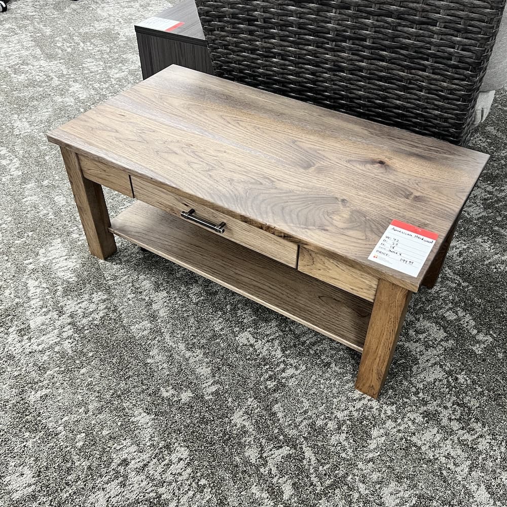 american hardwood rolling coffee table