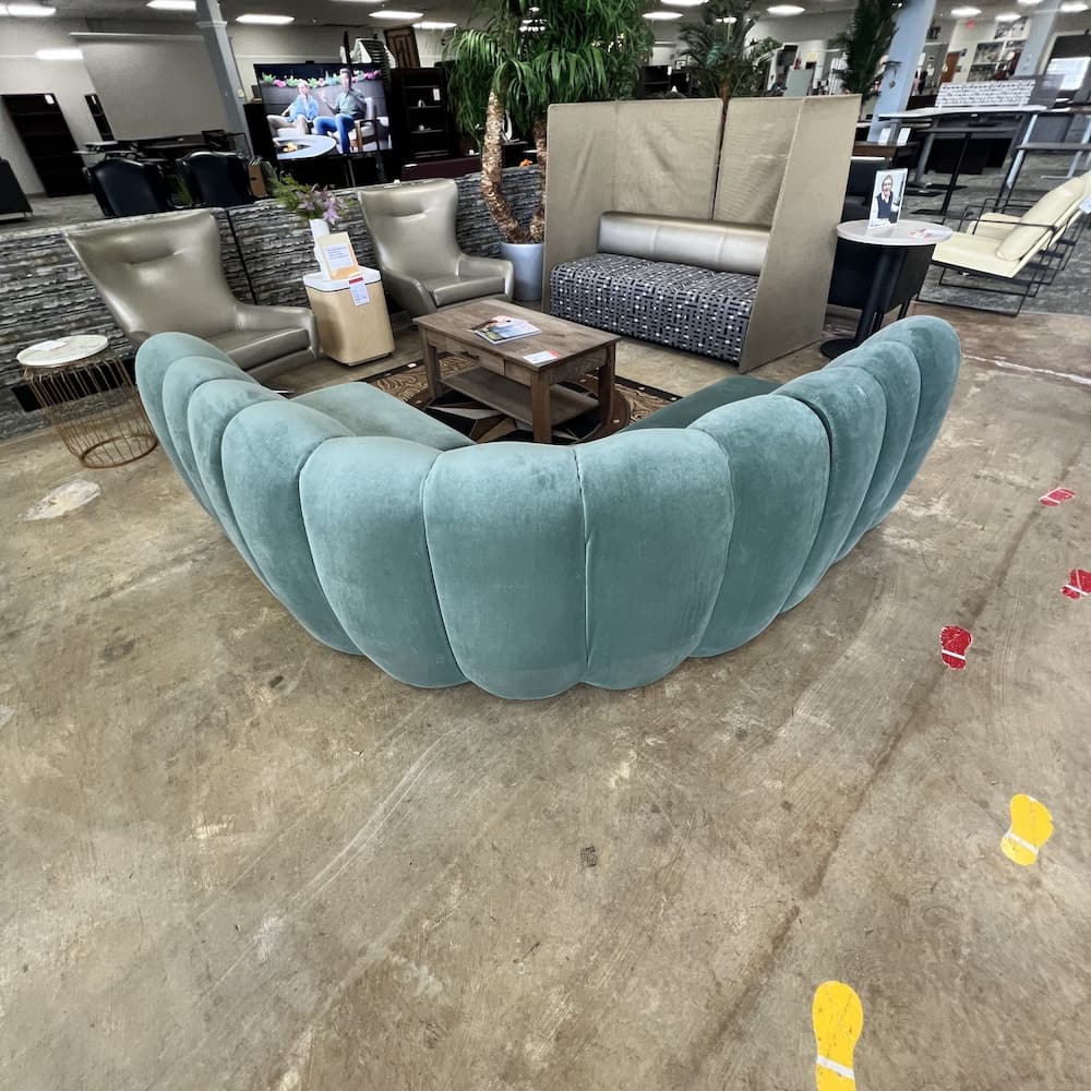 west elm belle sectional sofa couch, green velvet, used furniture office or home