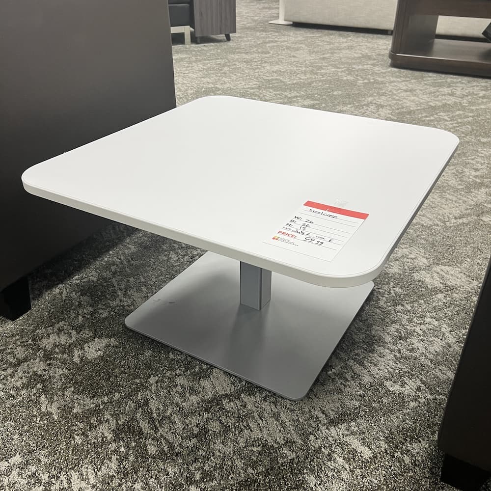 white table steelcase with grey base, side table coffee table square, used office furniture