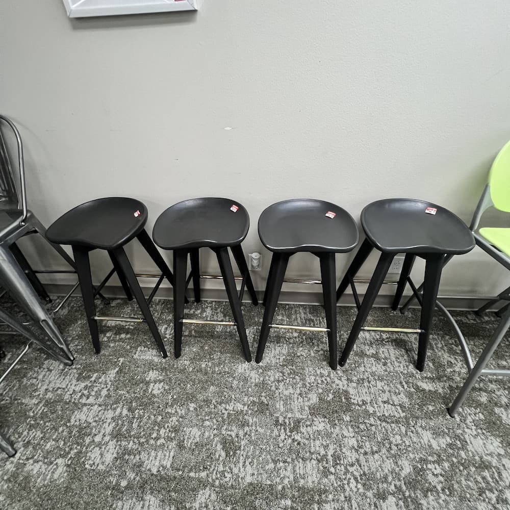 Set of 4 - Black Saddle Backless Swivel Barstools - Bar Height