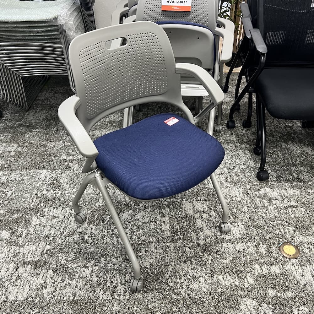allsteel get nesting rolling conference training chair, used office furniture, grey, blue