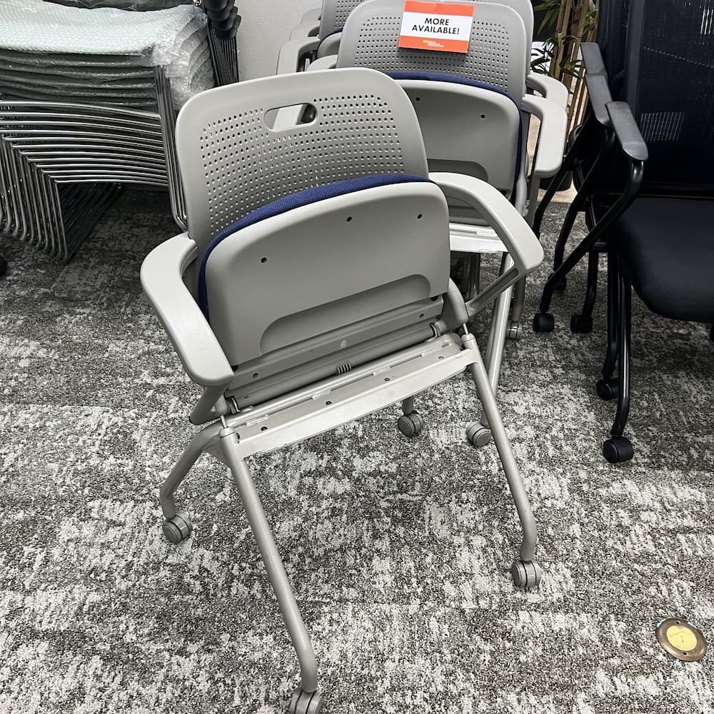 allsteel get nesting rolling conference training chair, used office furniture, grey, blue