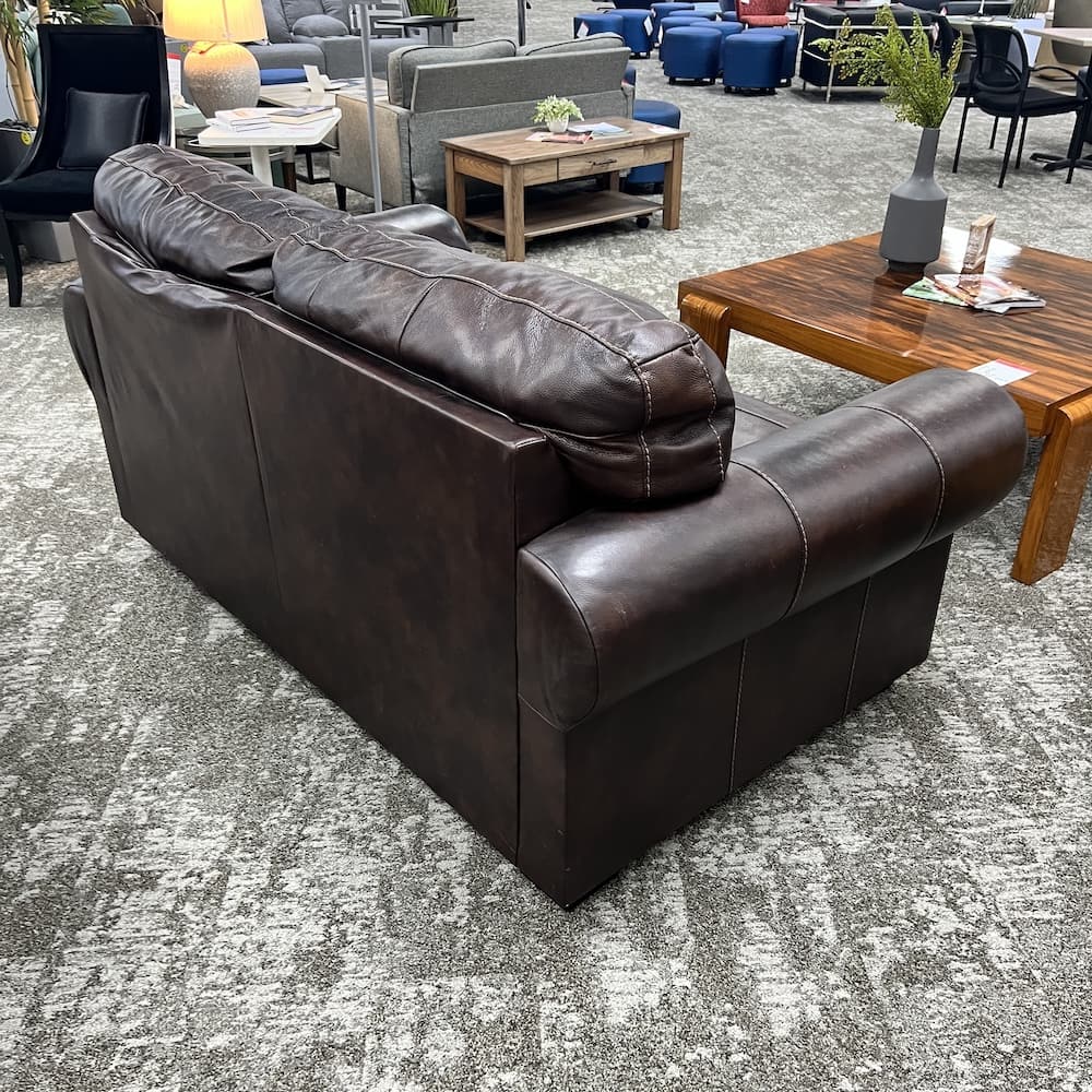 brown leather 2 seater loveseat, Ashley furniture, home furniture