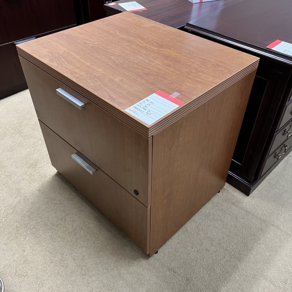 cherry laminate 2 drawer lateral file, steelcase turnstone, used office furniture