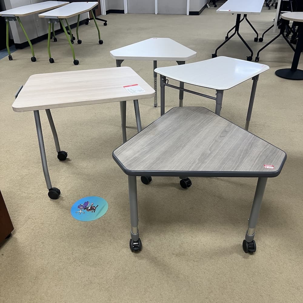 small tables laminate in funky shapes, used office furniture