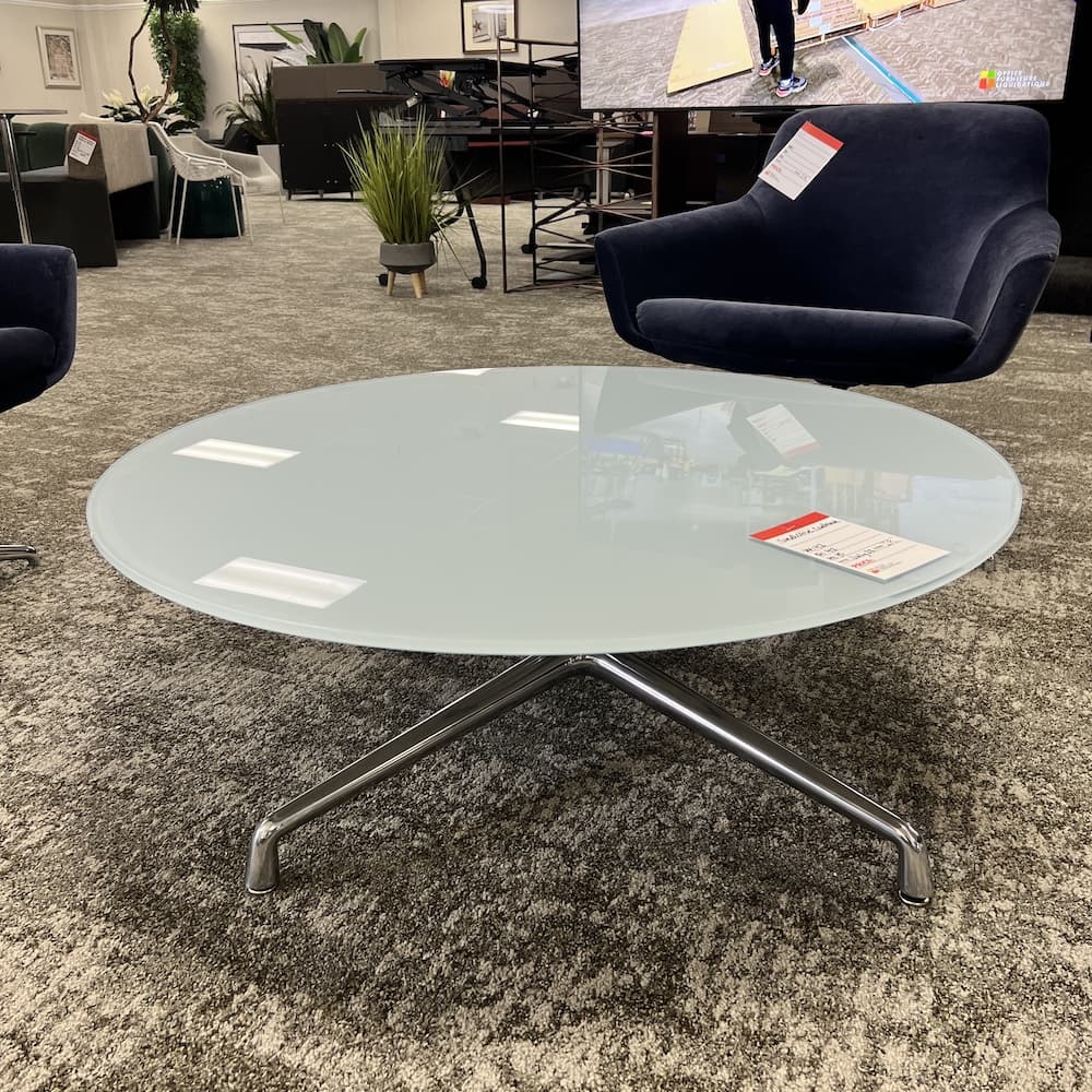 glass steelcase round coffee table modern, used office furniture