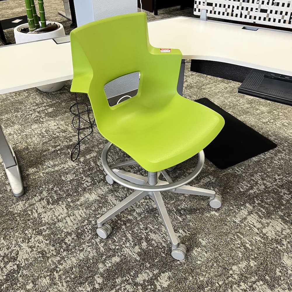 steelcase turnstone shortcut green plastic conference stool used office furniture shortcut