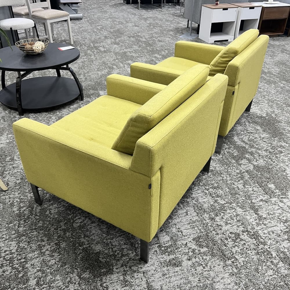 yellow green wool Millbrae lounge chair, steelcase commercial heavy duty chairs, used office furniture