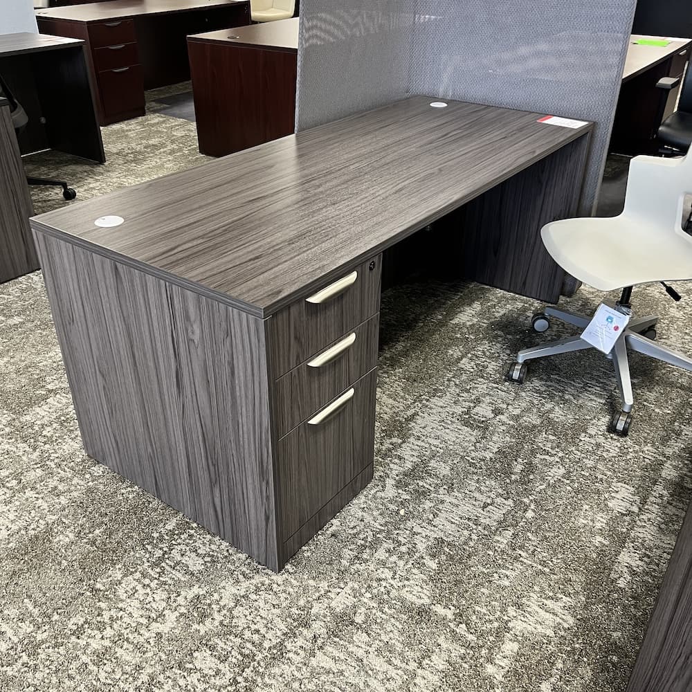coastal grey laminate desk with box box file, used office furniture