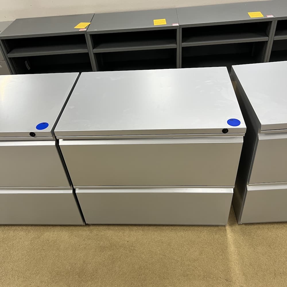 grey metal 2 drawer lateral file cabinet