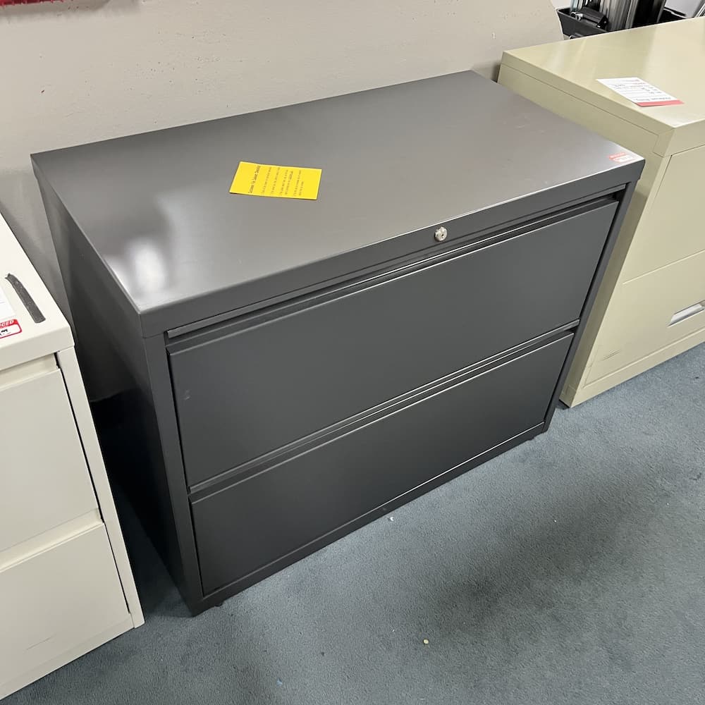 grey metal 2 drawer lateral file, used office furniture