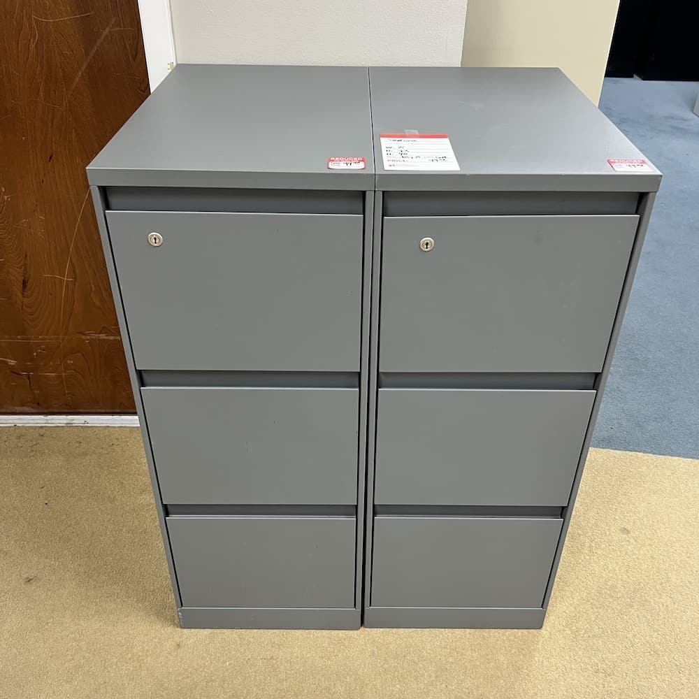 3 drawer vertical file grey metal cabinet steelcase, used office furniture