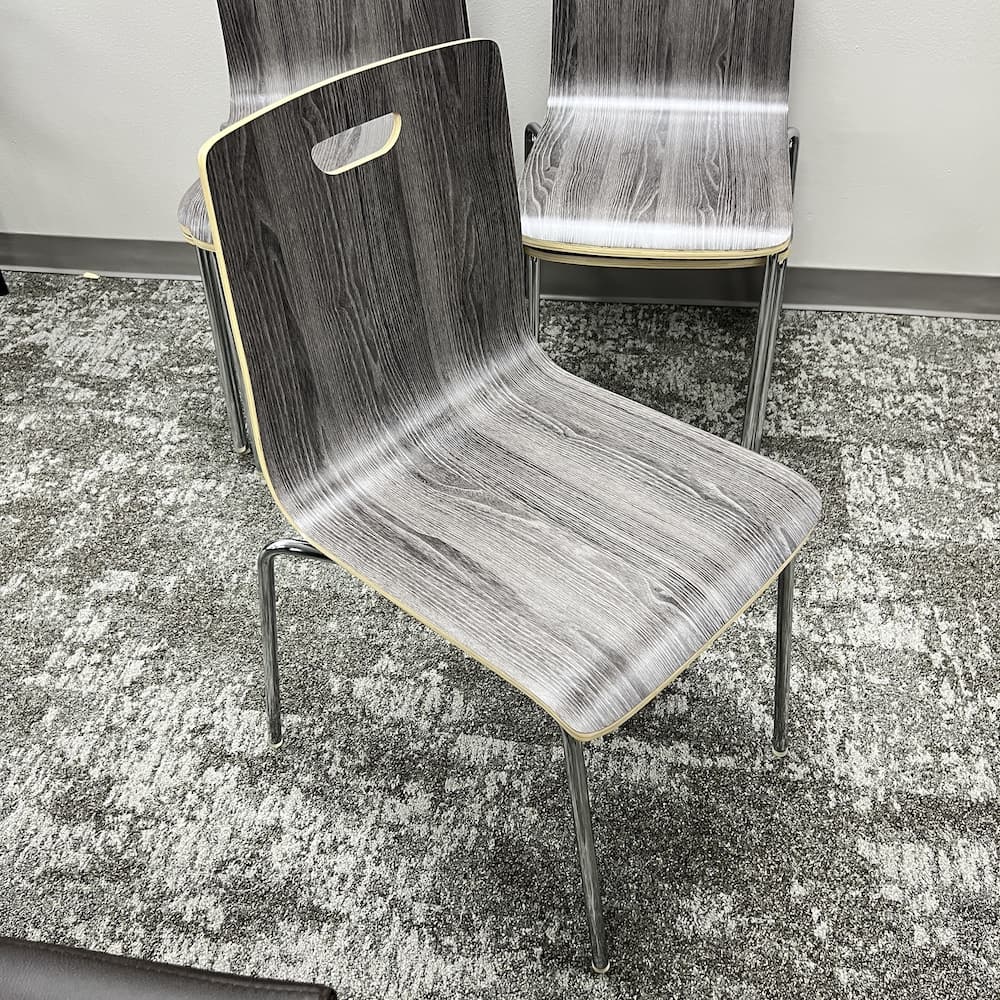 Newport grey veneer wood formed seat stacking chair