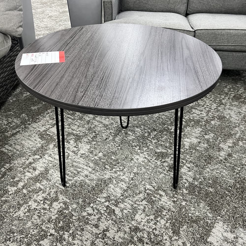 grey laminate coastal with black hairpin legs 30", open box scratch n dent furniture