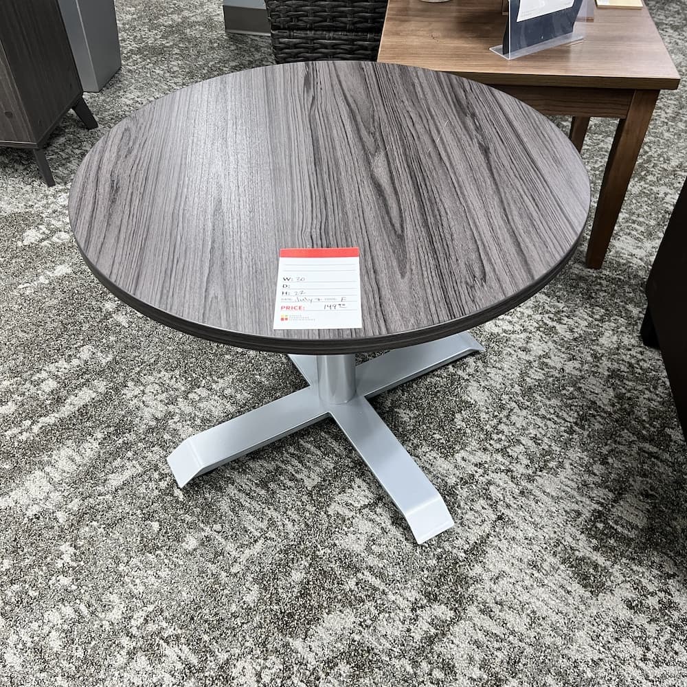 grey laminate coastal with grey metal x base legs 30", open box scratch n dent furniture